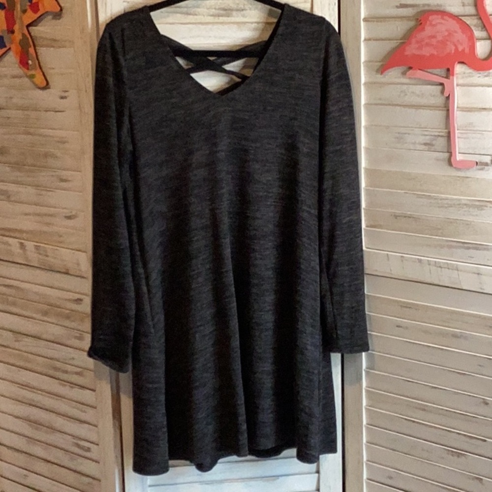 Mini Swing Dress with Back Ribbon Lacing by Fortune & Ivy - Size L